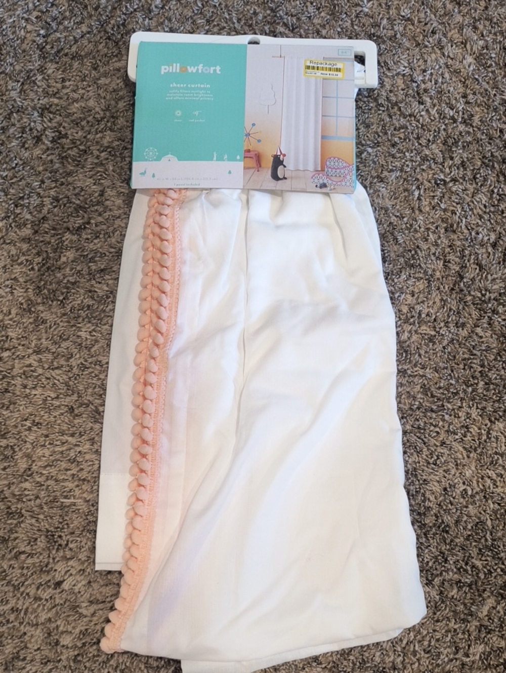 Pillowfort Sheer Curtain panel, NWT